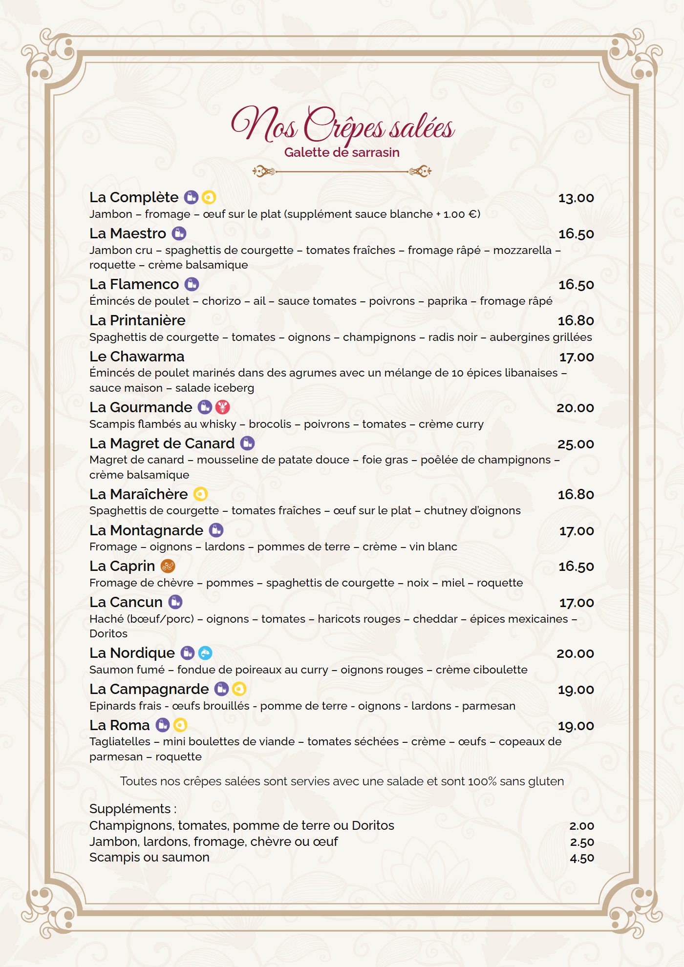 Carte du restaurant Pause Gourmande à Arlon, page 2